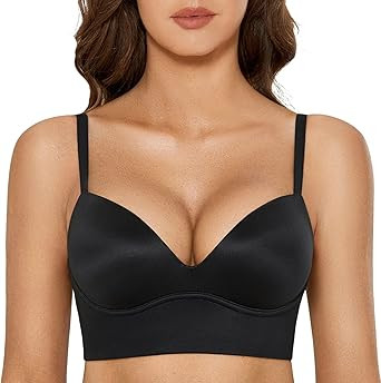 DOBREVA Women's Push Up Wireless Bra Padded T Shirt Bras No Underwire Plunge Bralette | Amazon (US)