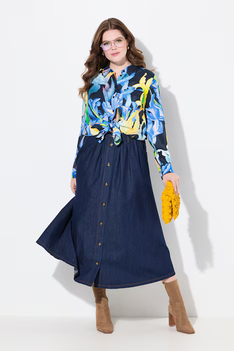 Button Front Denim Skirt | Ulla Popken - US