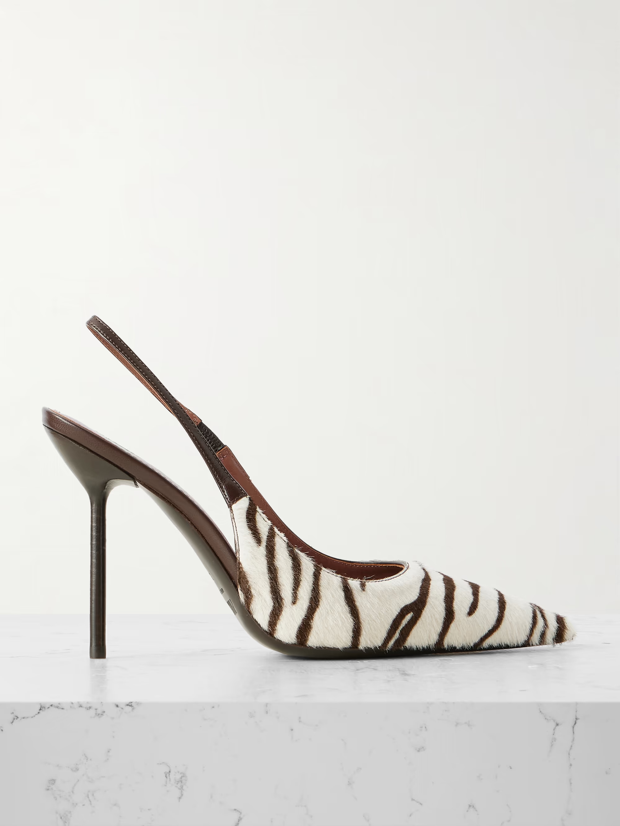 Lidia leather-trimmed zebra-print calf hair slingback pumps | NET-A-PORTER (UK & EU)
