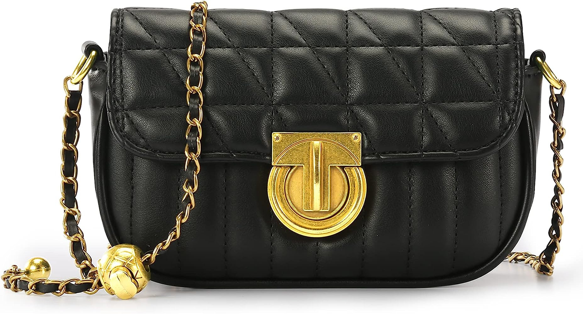 Milan Chiva Quilted Small Crossbody Handbags for Women, Satchel Purses with Chain | Amazon (US)