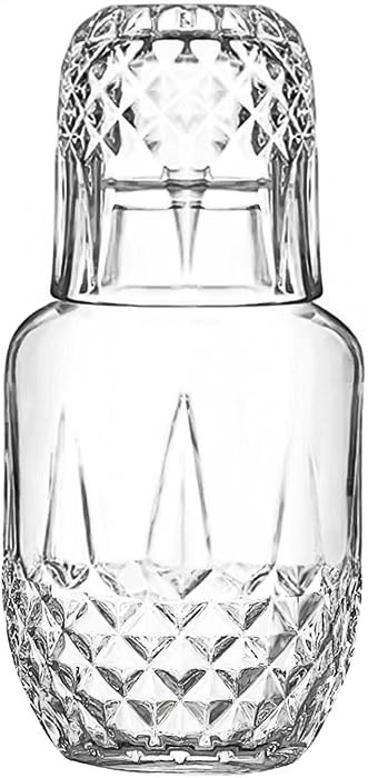 Bedside Night Water Carafe Set with Glass, Clear Nightstand Carafe for Bedroom and Guest Room, Gl... | Amazon (US)