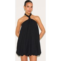 Petite Black Puffball Halter Neck Mini Dress | PrettyLittleThing US