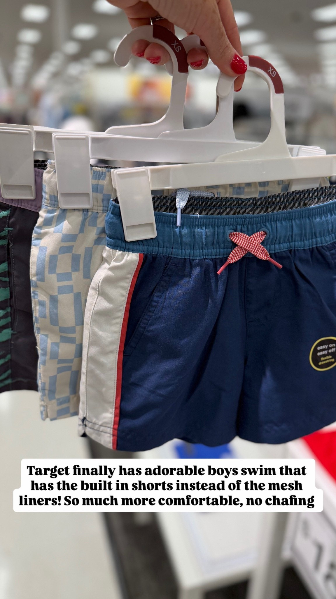 Once you buy boys swim that has built in short briefs you won’t ever go back to the mesh liner style! Target has a decent size assortment of cute boys swim with the short liner for comfort, no chafing!