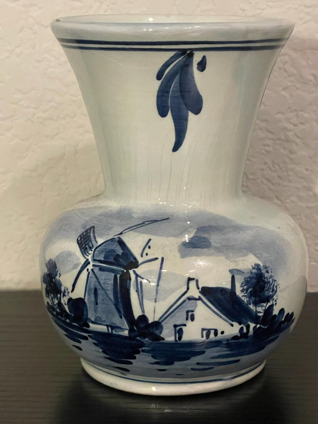 Blue and White Delft Vase With Windmill and Farmhouse, Holland, 4” Tall, Windmill Delft Vase Ho... | Etsy (US)