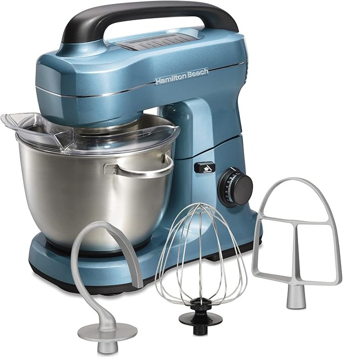 Hamilton Beach Electric Stand Mixer, 4 Quarts, Dough Hook, Flat Beater Attachments, Splash Guard ... | Amazon (US)