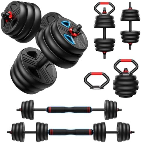 FITPLAM Adjustable dumbbell set,20/35/45/55/70/90lbs Free Weights set with upgraded nut, 5 in 1 W... | Amazon (US)