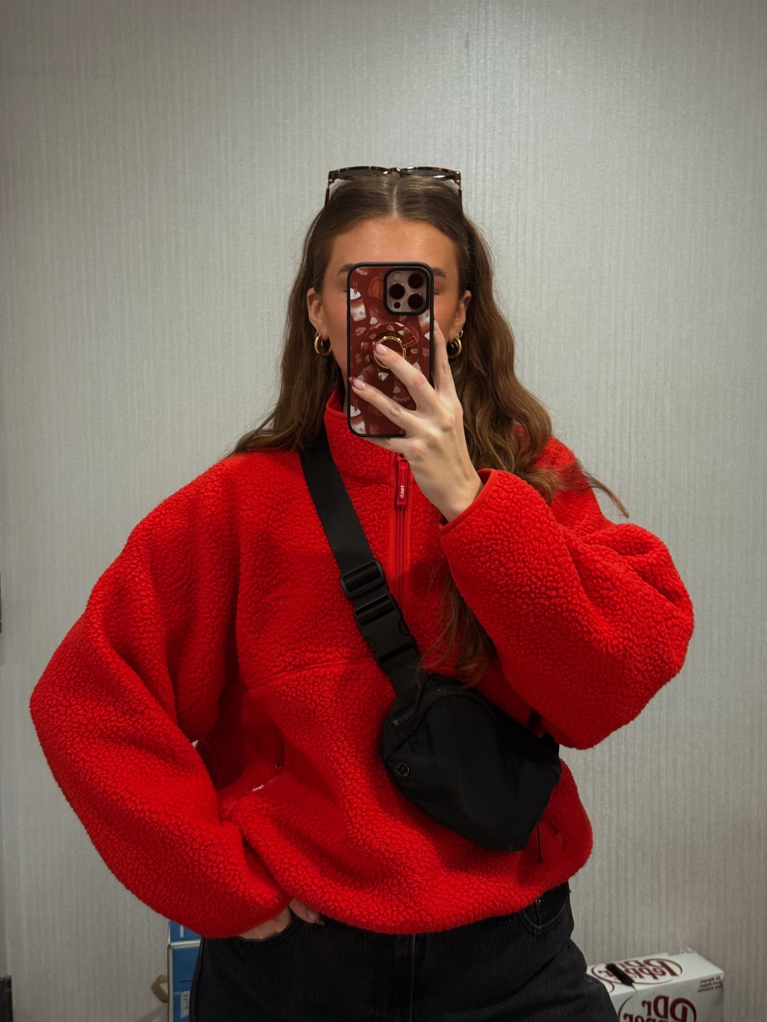 Red half zip fleecee