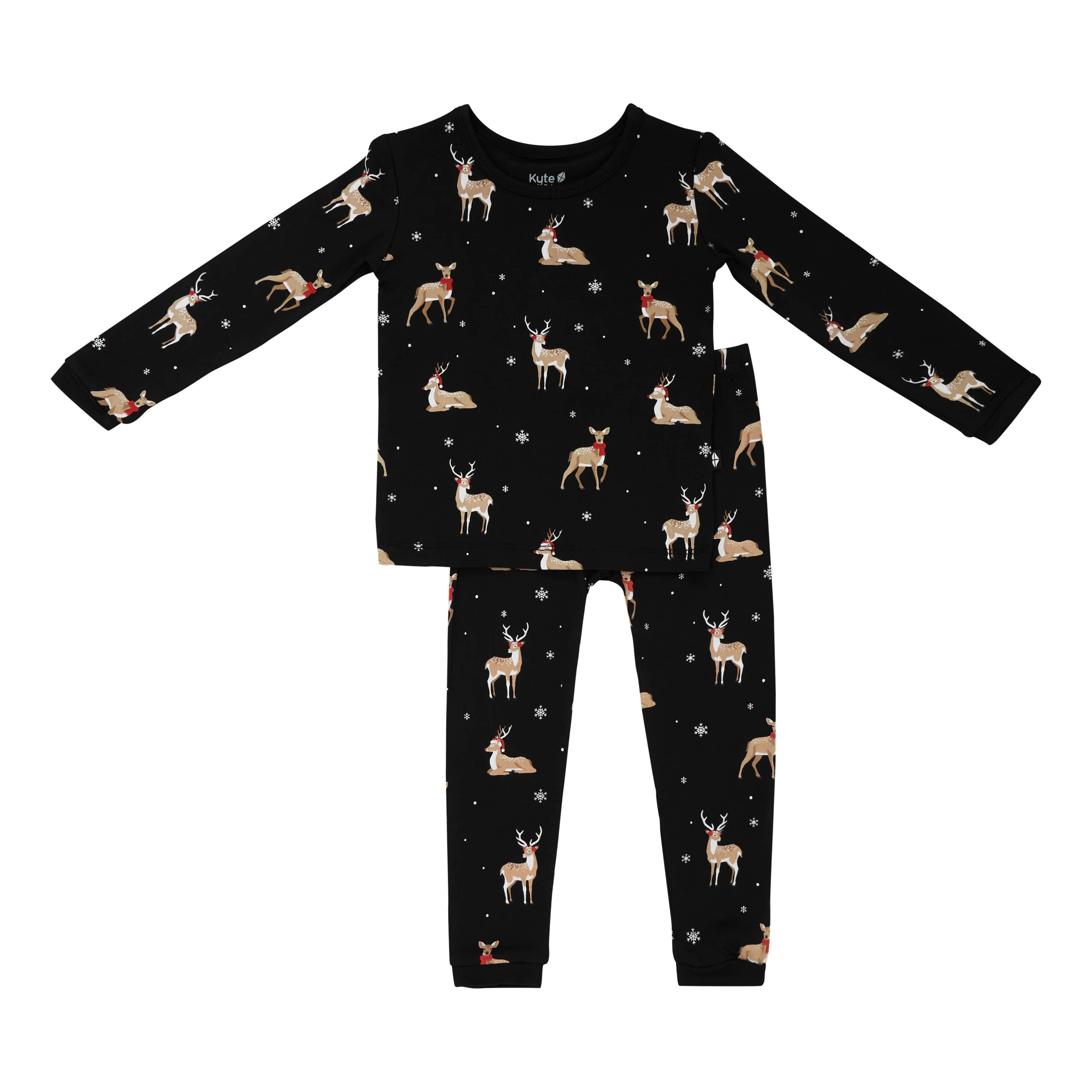 Long Sleeve Pajamas in Midnight Deer | Kyte BABY