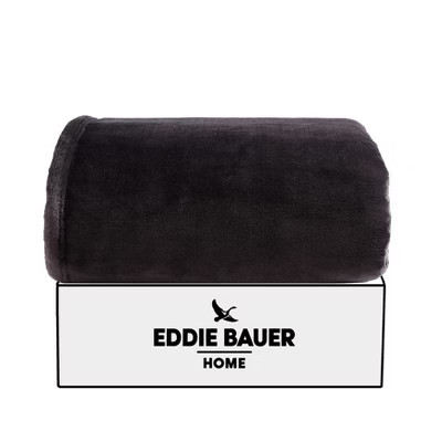 Eddie Bauer Ultra Lux Plush Solid Black Throw Blanket | Target