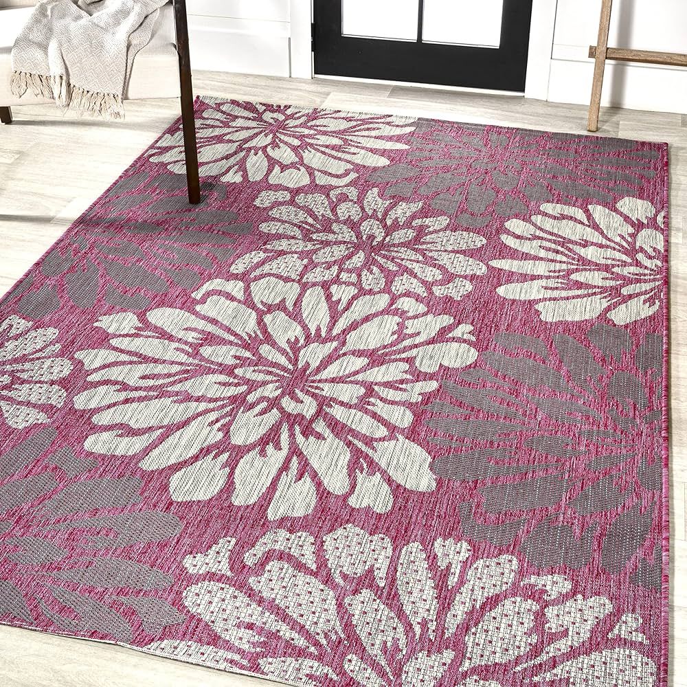 JONATHAN Y SMB110F-3 Zinnia Modern Floral Textured Weave Indoor Outdoor Area-Rug, Bohemian Coasta... | Amazon (US)