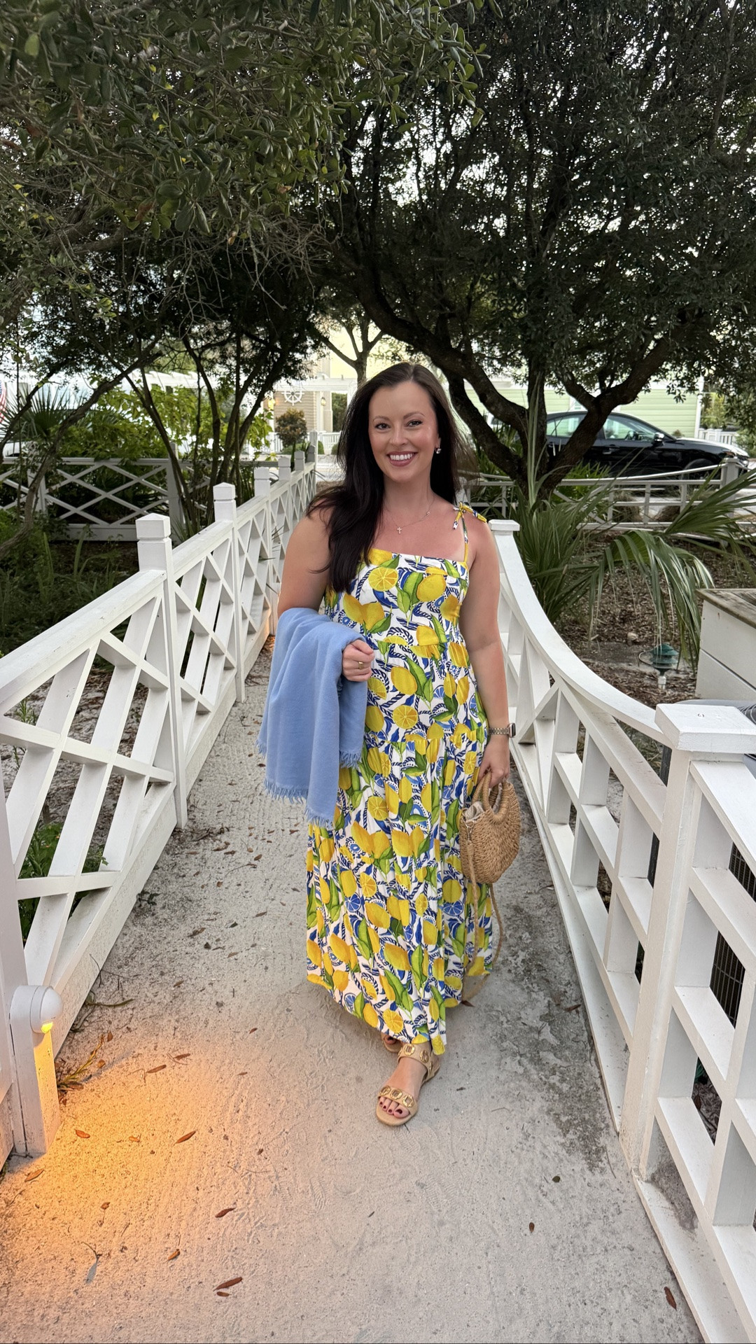 Fall Beach vacation outfit 
What to wear in Seaside, FL
What to wear in 30A Florida
Dress - small 
Blue & white dress 
Alice walk cashmere wrap hydrangea blue

#LTKTravel #LTKSeasonal