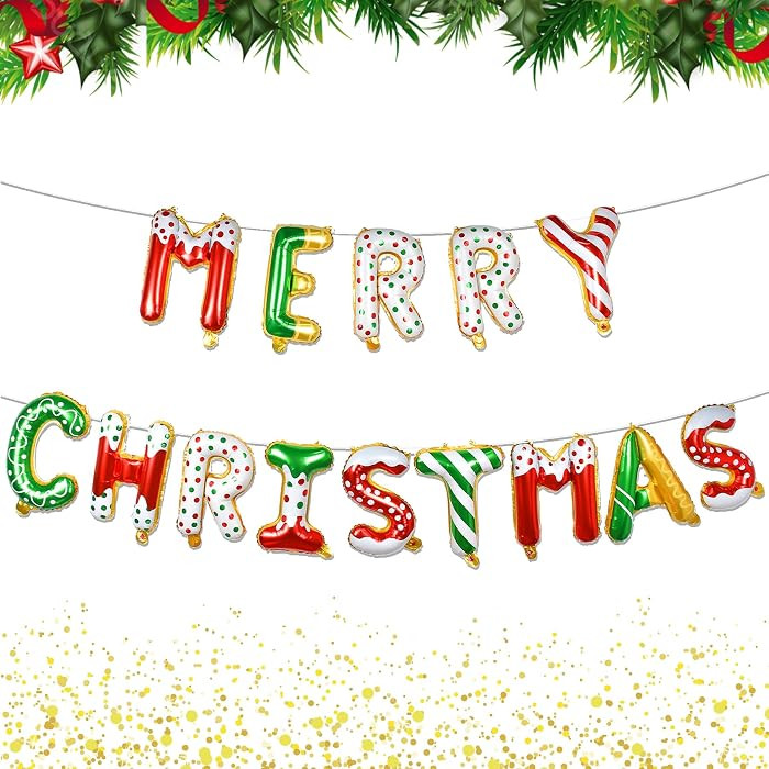 Tellpet Donut Merry Christmas Balloons Banner, Christmas Party Decorations | Amazon (US)