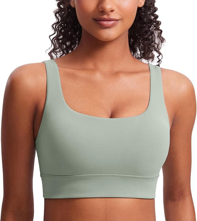 CRZ YOGA Butterluxe Womens U Back Sports Bra - Scoop Neck Padded Low Impact Yoga Clothes Workout ... | Amazon (US)