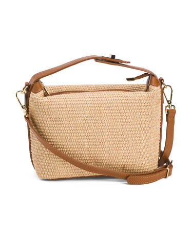 Made In Italy Straw Medium Foldable Handle Satchel | Marshalls