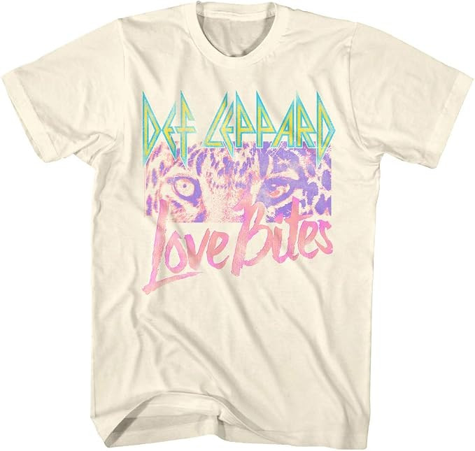 American Classics Def Leppard Love Bites Hysteria Graphic T Shirt Beige | Officially Licensed Def... | Amazon (US)