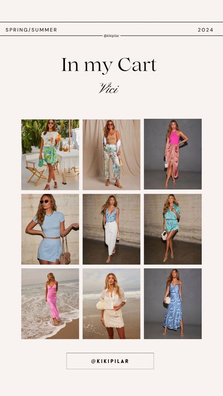 What’s in my cart
Vici daily drop
Spring outfits
Summer outfit 
Vacation outfit 
Beach vacation 
Tropical vacation 
Beach destination 
St tropez
Printed pants 
Summer shine
Sequin mini skirt
Silk dress
Cowl neck dress
Summer wedding guest 
Graphic tee
European summer
Wrap skirt

#LTKparties #LTKfindsunder100 #LTKtravel