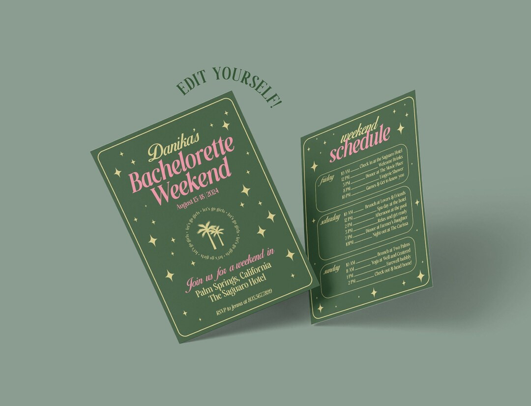 Bachelorette Party Invite: Palm Springs Country Club Theme Invitation with Itinerary, Printable &... | Etsy (US)