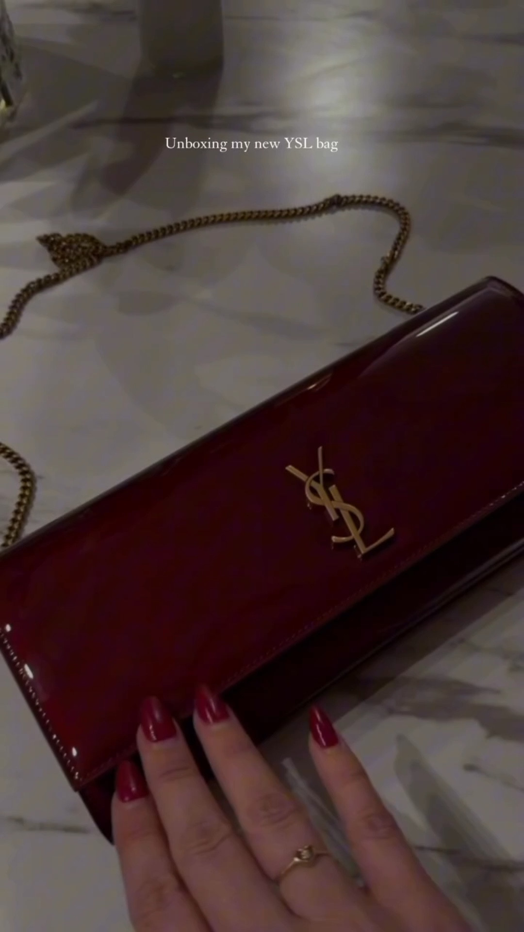 Unboxing my new YSL bag ♥️  Saint Laurent 

It’s my push present 🎁 for surviving 2025 and pushing through 🤭

Rare YSL hand bag seasonal for the fall and winter season — limited edition — red wine/burgundy Kate clutch 

#saintlaurent #luxuryunboxing #unboxing #designerbag #designerhandbag #chic #ysl #designerhandbag #designer #luxury #sesaonal #winter #fall #fashion #handbags

#LTKSeasonal #LTKU #LTKGiftGuide
