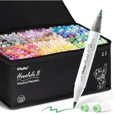 Ohuhu Refillable 320 Colors Alcohol Markers Brush & Fine Double Tipped Alcohol-based Art Sketch Marker Set - Honolulu B of Ohuhu Markers | Target