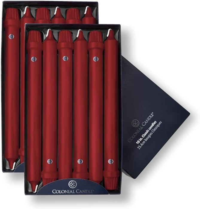 Colonial Candle NCC10.1620 Traditional Cranberry Taper Candles, 10", Maroon, Burgundy, Red | Amazon (US)