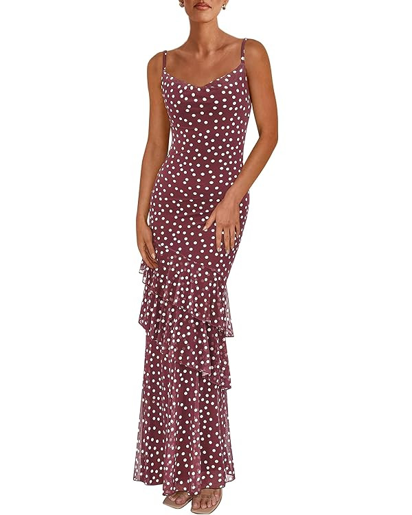 PRETTYGARDEN Maxi Dresses for Women 2026 Summer Tiered Floral Beach Sundress Spaghetti Strap Spri... | Amazon (US)