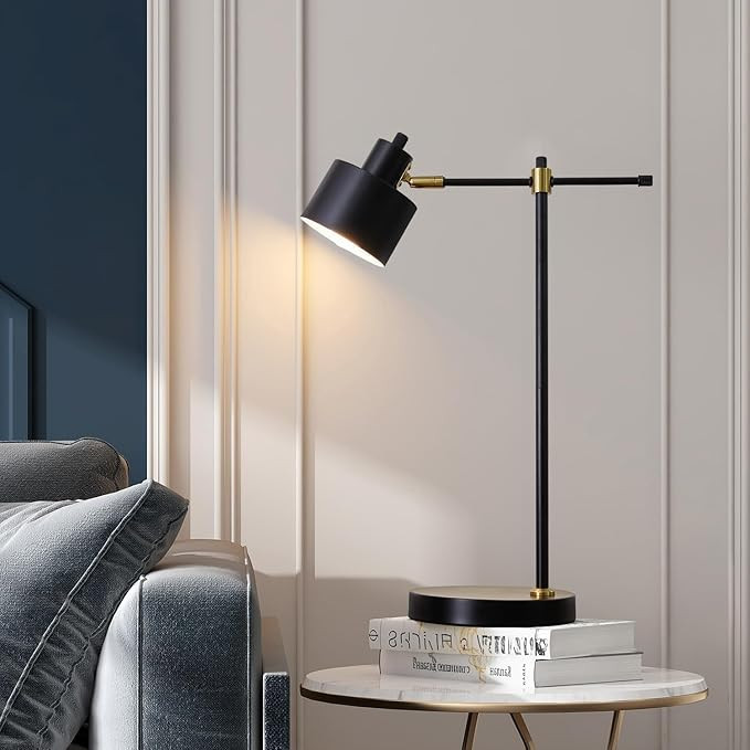 OYEARS 22.2" Modern Desk Lamp, Metal Table Lamp with LED Bulb, Adjustable Reading Lamps for Livin... | Amazon (US)