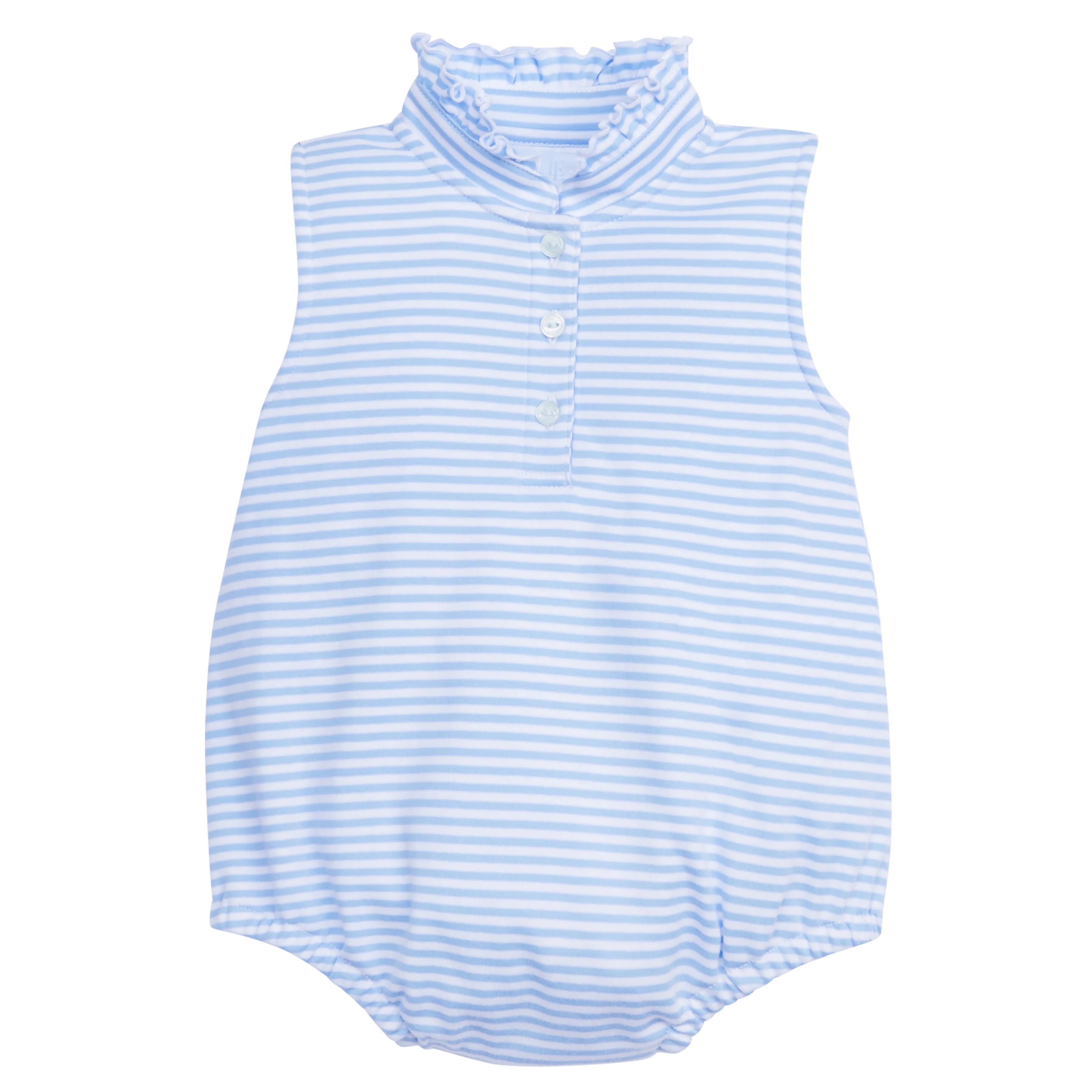 Baby Blue Bubble Outfit - Girls Sleeveless Romper | Little English
