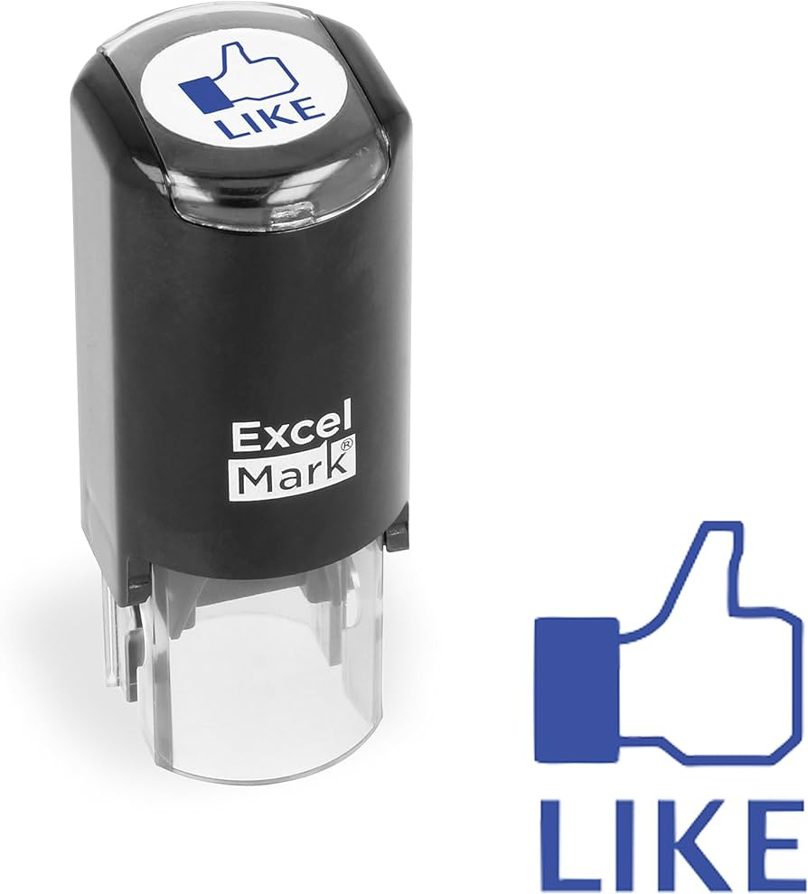 ExcelMark Thumbs Up Like - Self-Inking Round Rubber Teacher Stamp - Blue Ink | Amazon (US)