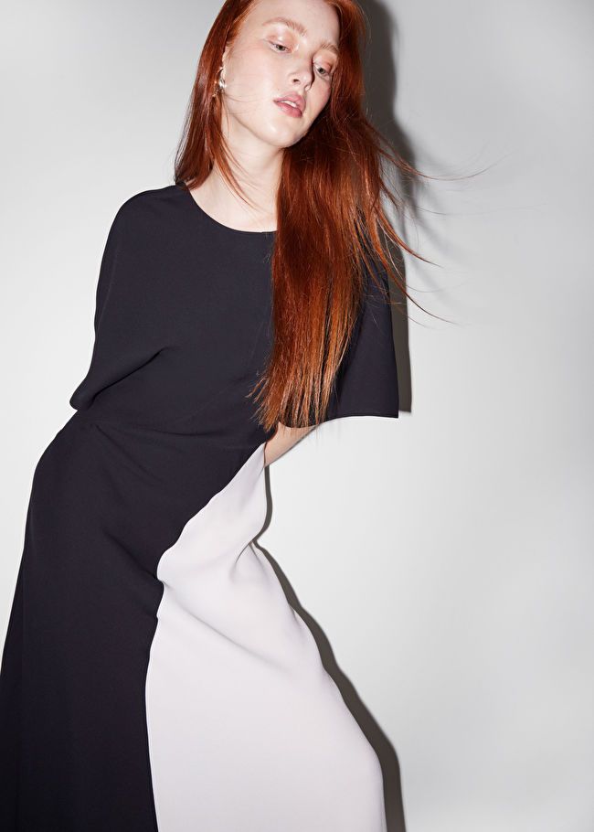 Satin Midi Dress - Black/White - Midi dresses - & Other Stories US | & Other Stories US