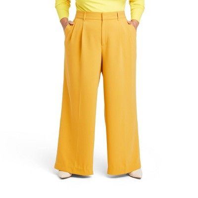 Women's High-Waist Wide Leg Tailored Trousers - Sergio Hudson x Target Yellow | Target