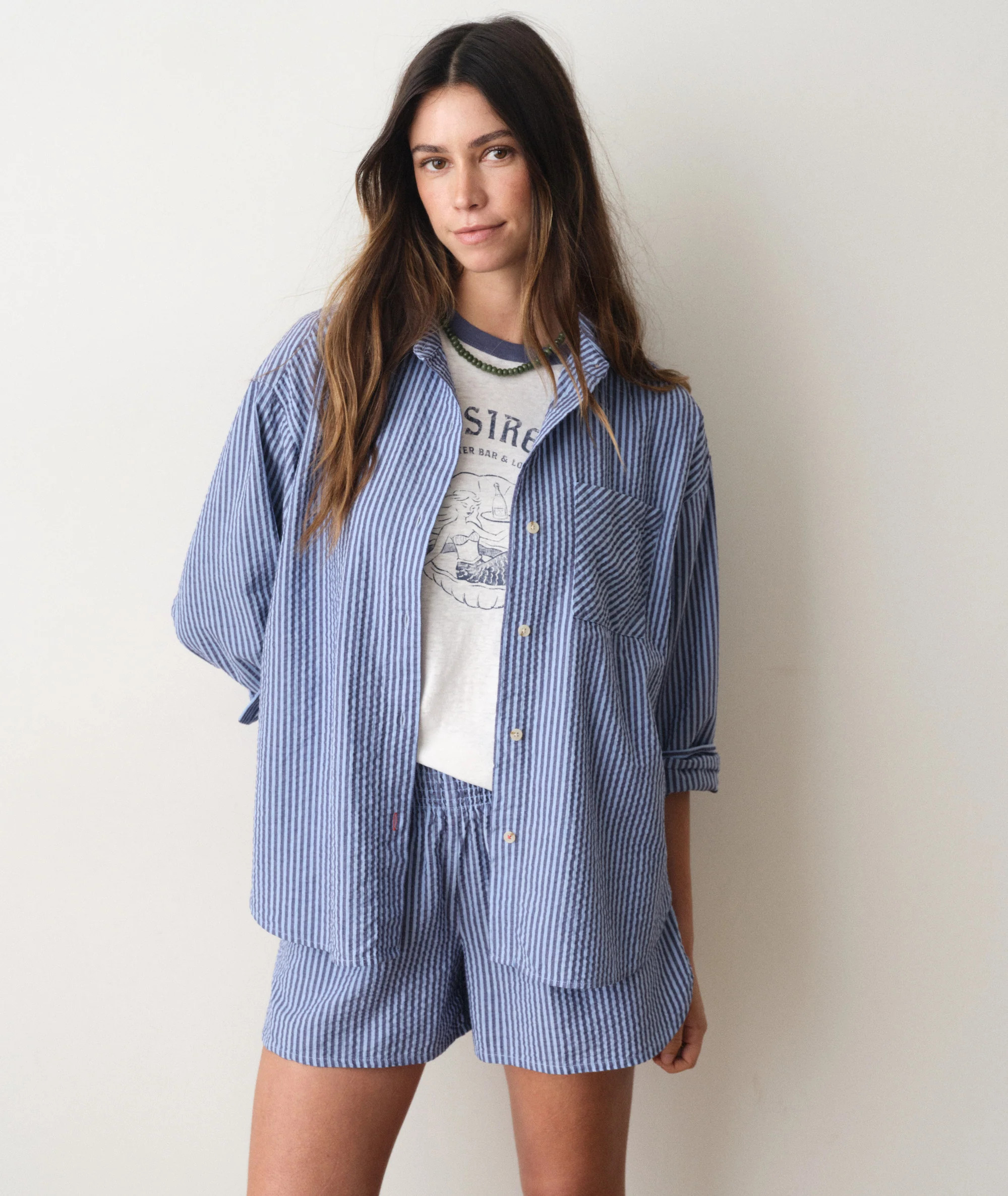 Gracey Oversized Seersucker Shirt | Marine Layer