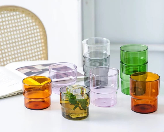 VANILLA BEAN  Stackable Glass Cups Coffee Mugs Orange Cup - Etsy Canada | Etsy (CAD)