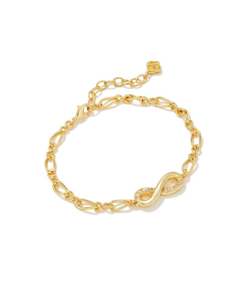 Annie Gold Infinity Chain Bracelet in White Crystal | Kendra Scott