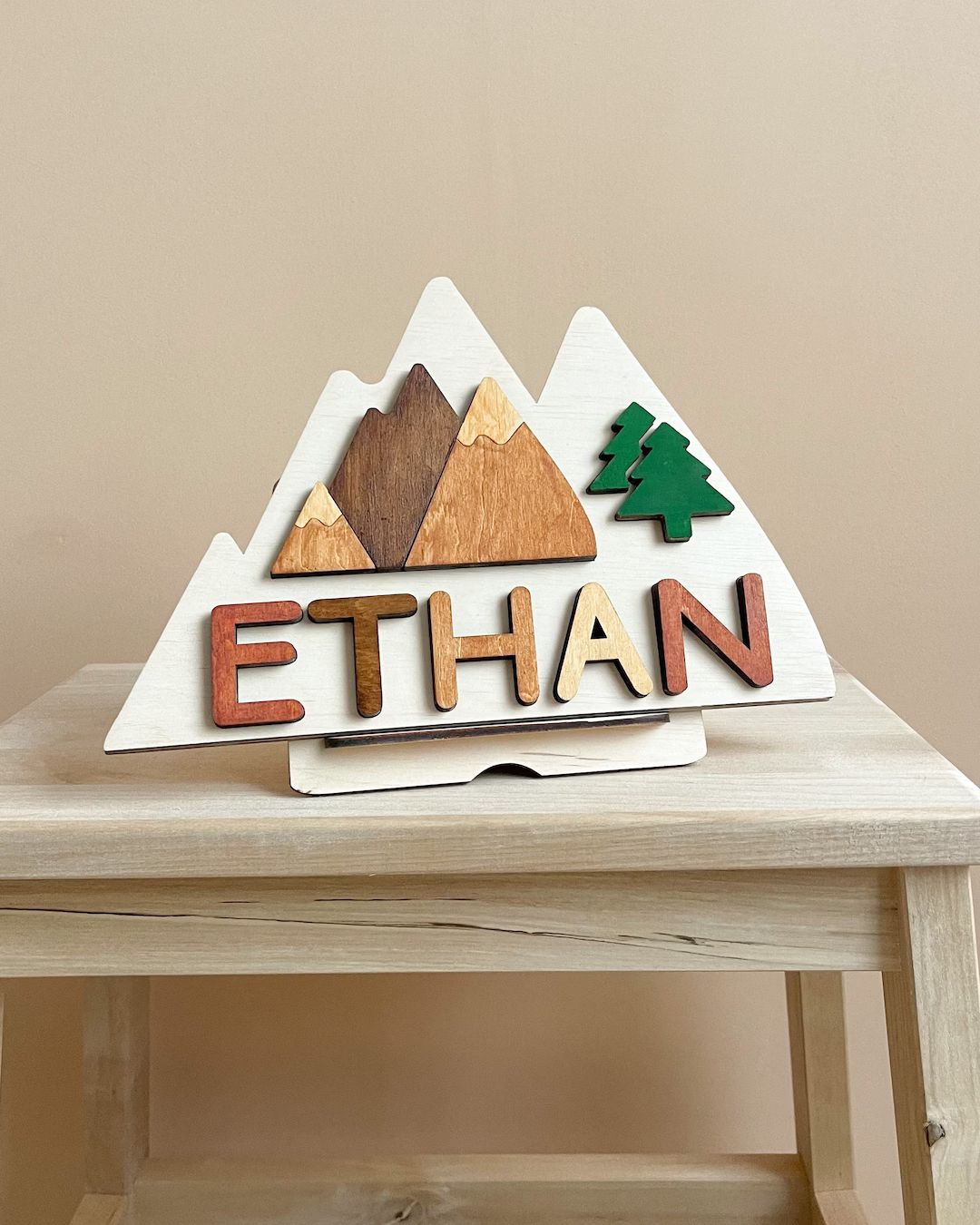Mountain Personalized Name Puzzle Woodland Toddler Name - Etsy | Etsy (US)