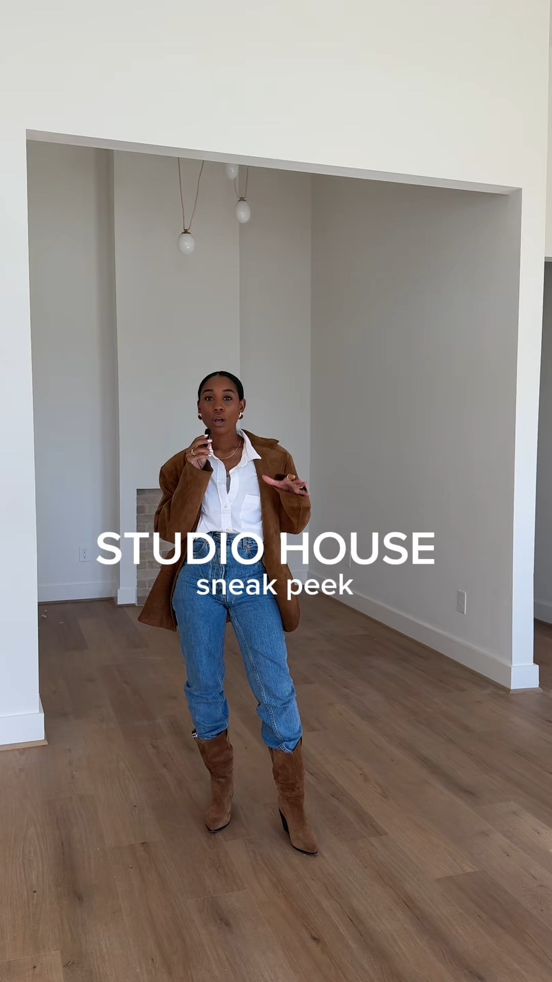 Suede blazer, denim jeans, boots, white button down shirt 

#LTKHome #LTKstorytime #LTKootd