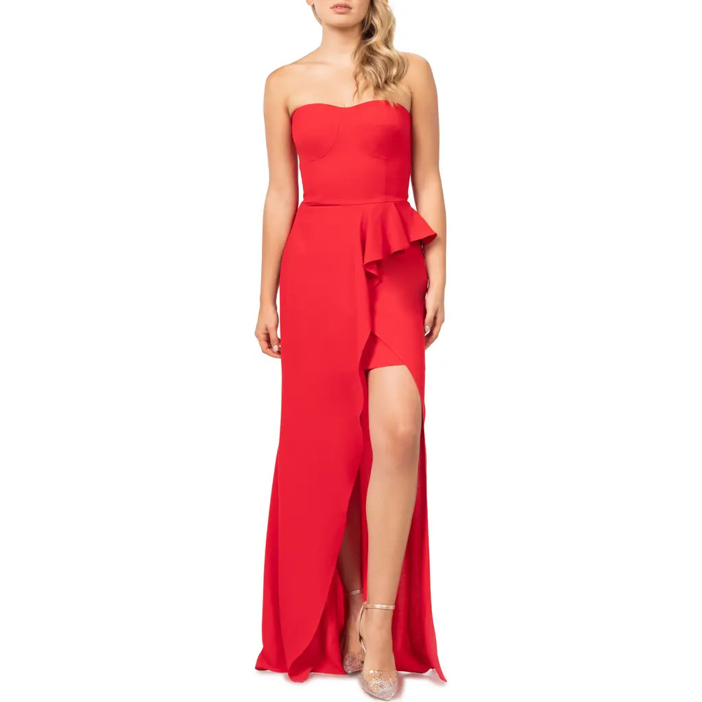 Dress the Population Kai Strapless Gown in Rouge at Nordstrom, Size Large | Nordstrom