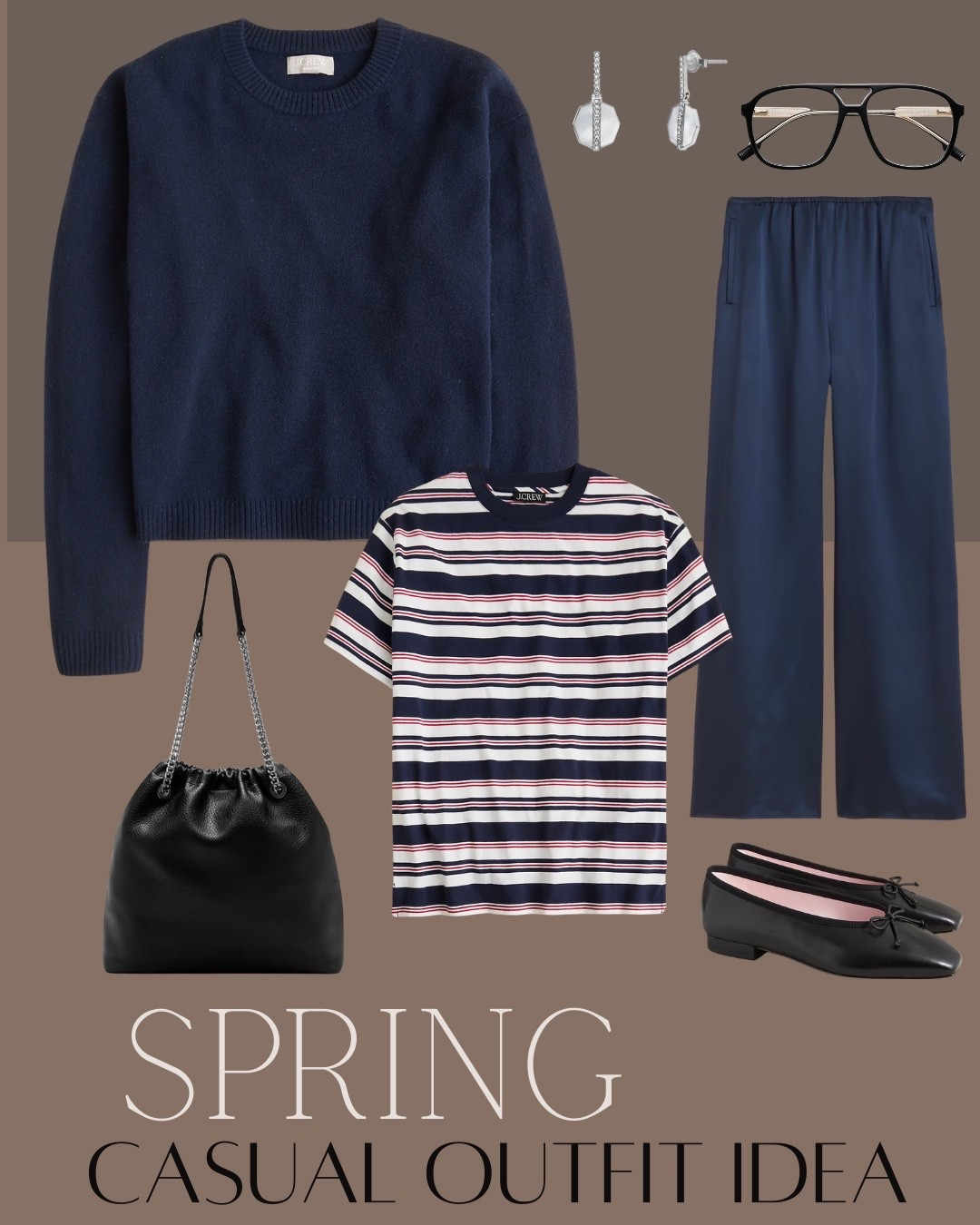 Spring casual outfit idea with navy sweater, striped tee, relaxed navy pants and classic black ballet flats.
An easy layered outfit that works for everyday errands, coffee runs, or travel days. The striped tee adds a little interest under the sweater, and the simple black bag and flats keep everything polished but comfortable.

#LTKStyle
#LTKCasual
#LTKSpring
#LTKWorkwear
#LTKAccessories

#EverydayOutfit
#CasualStyle
#SpringOutfit
#SimpleStyle
#EffortlessOutfit

#LTKSpringSale #LTKootd