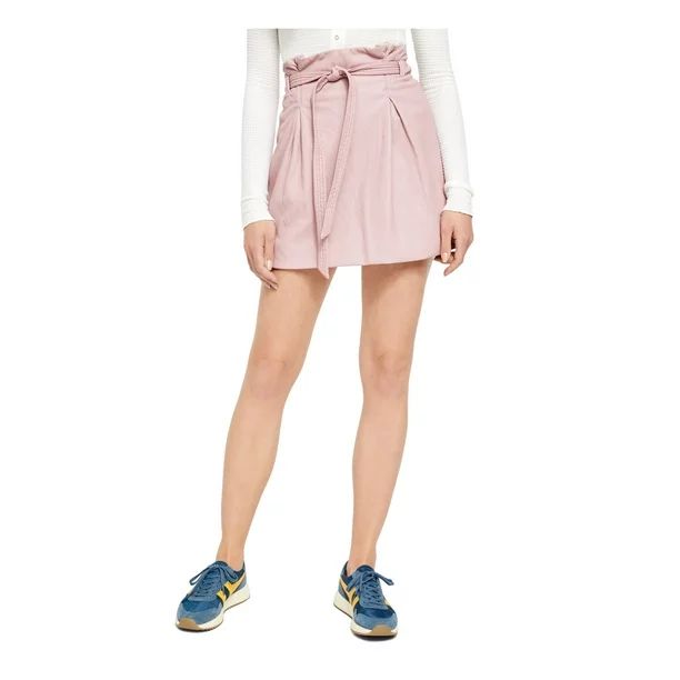 FREE PEOPLE Womens Pink Faux Leather Mini Paper Bag Skirt  Size 2 | Walmart (US)