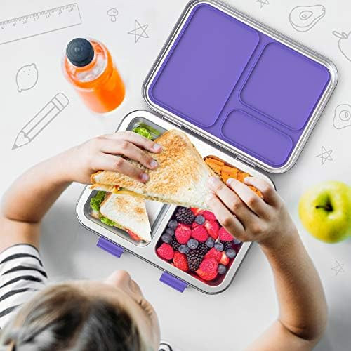 Bentgo Kids Stainless Steel Leak-Resistant Lunch Box - Bento-Style, 3 Compartments, and Bonus Silico | Amazon (US)