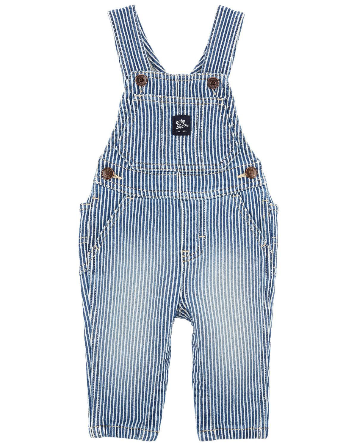 Blue Baby Knit-Like Denim Hickory Stripe Overalls | carters.com | Carter's