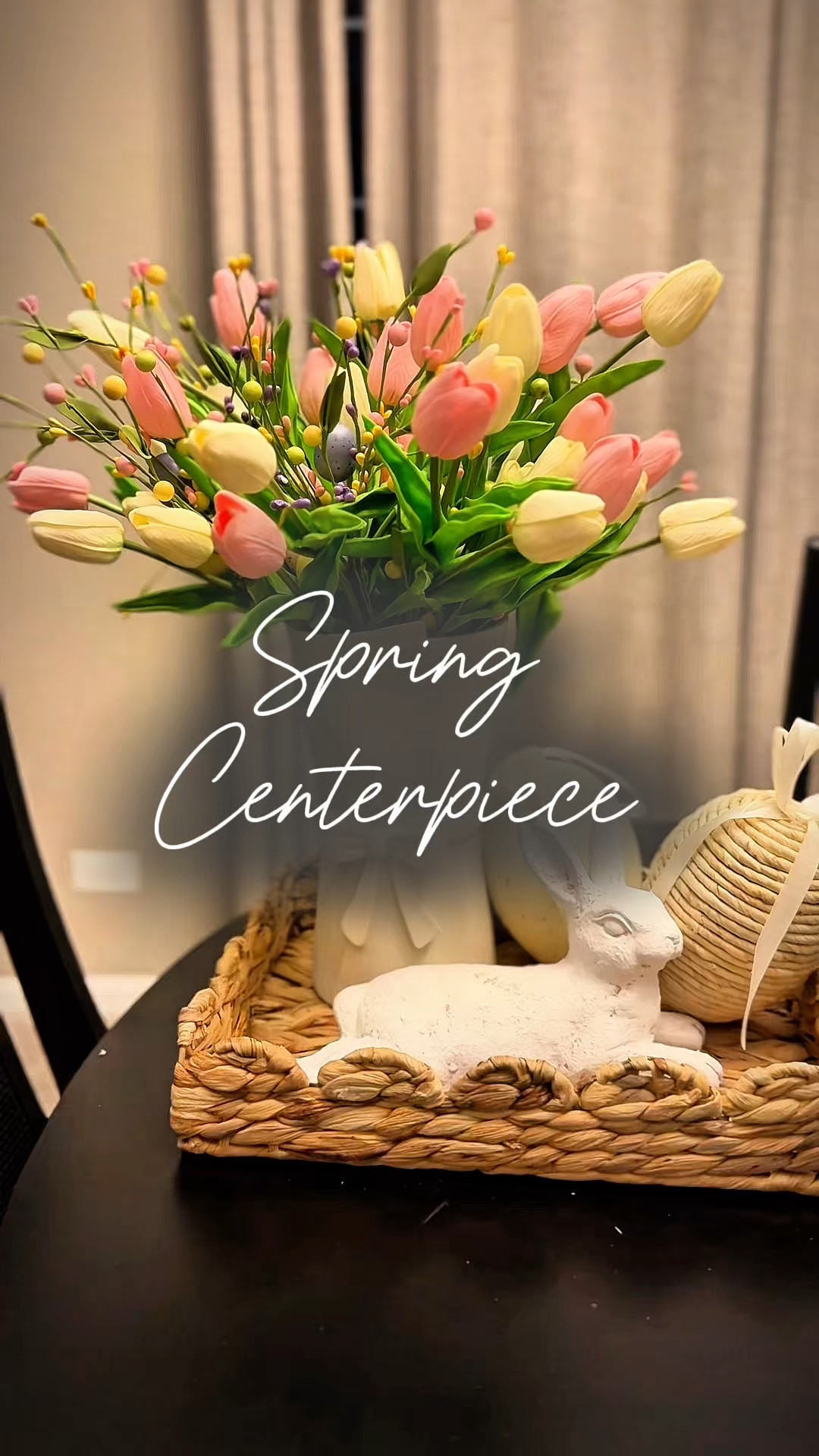 The perfect centerpiece for spring/Easter holiday. White bow vase is perfect for faux tulips and Easter picks. The rattan tray grounds the centerpiece and is perfect for an island or table centerpiece.

Amazon decor, Walmart decor, my Texas house, vases, faux tulips, rattan tray, centerpieces 

#LTKSeasonal #LTKFindsUnder50 #LTKHome