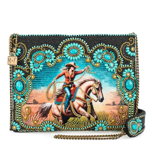 Mary Frances Cowgirl Beaded Crossbody Handbag with Western Rodeo Motif and Turquoise Accents Novelty Statement Clutch Bag, Multicolor | Amazon (US)