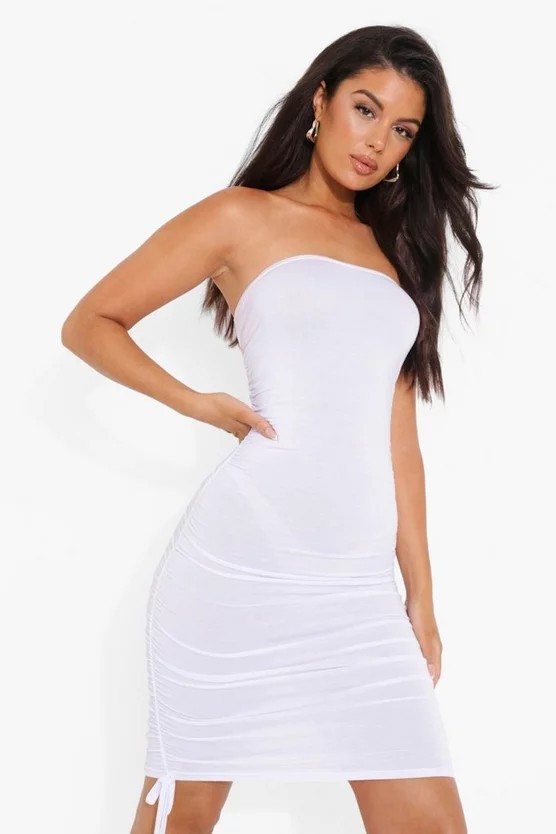 Ruched Tie Bandeau Beach Dress | Boohoo.com (US & CA)