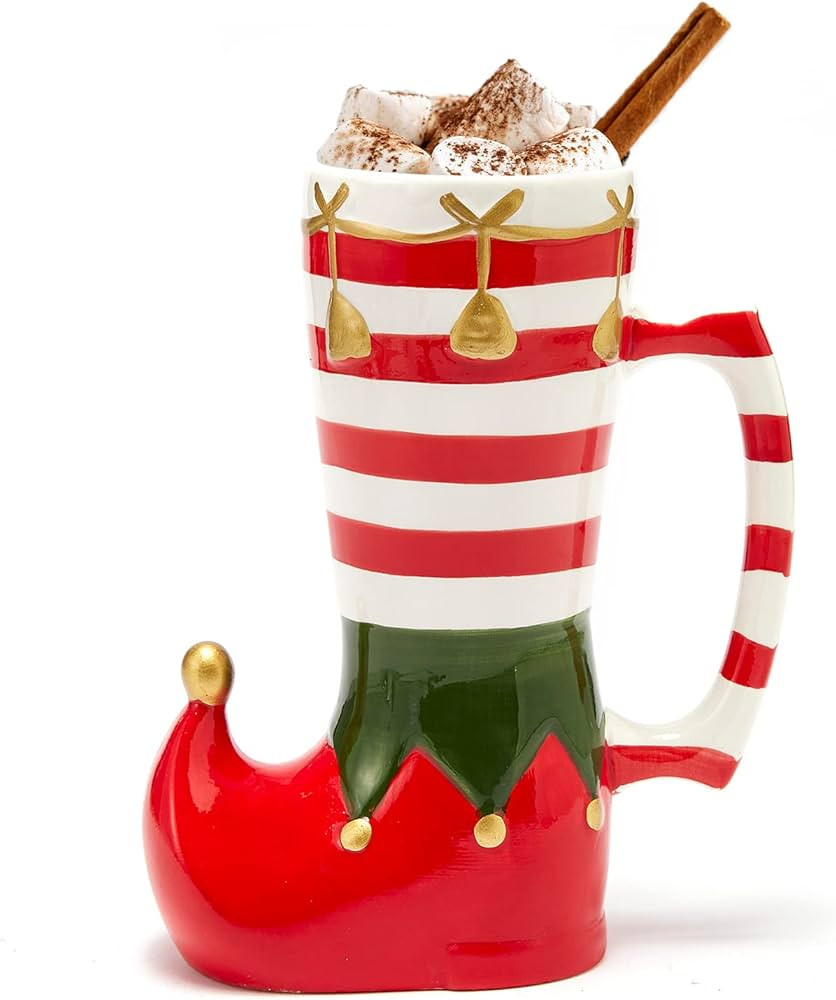 GUTE Christmas Elf Boot Mug Large Ceramic Christmas Mug for Coffee, Cocoa, Wine, Eggnog and More ... | Amazon (US)