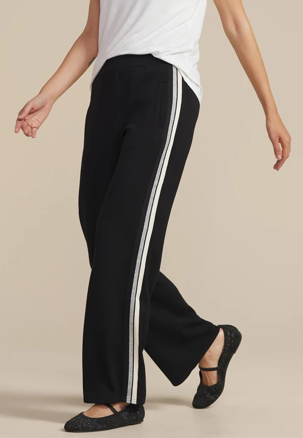 Striped Scuba Knit Wide Leg Pants | Maurices