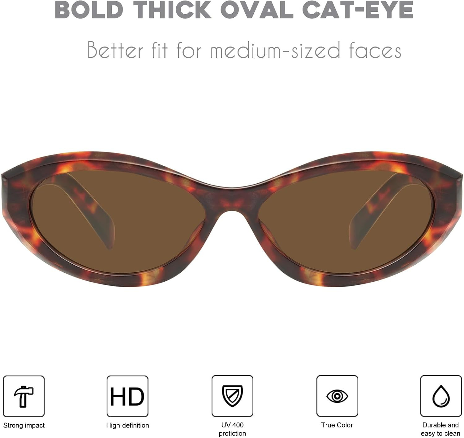 mosanana Oval Cat Eye Sunglasses for Women Retro Y2K Style MS52372 | Amazon (US)