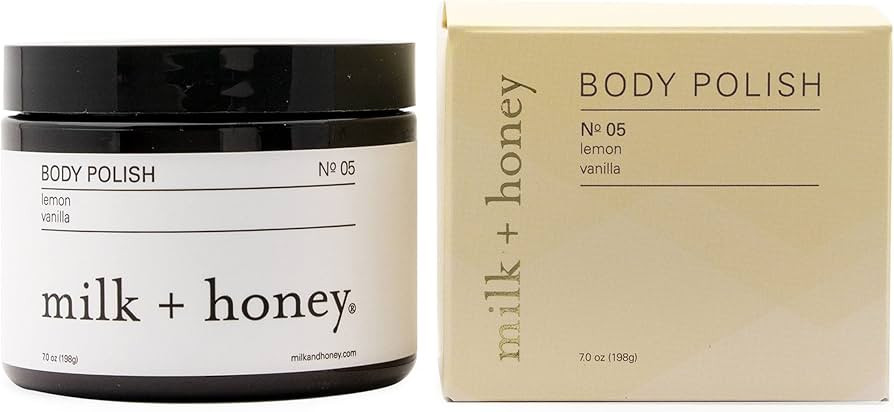 milk + honey Exfoliating Body Scrub No. 5 – Natural Sea Salt & Sugar Polish with Coconut, Lemon... | Amazon (US)