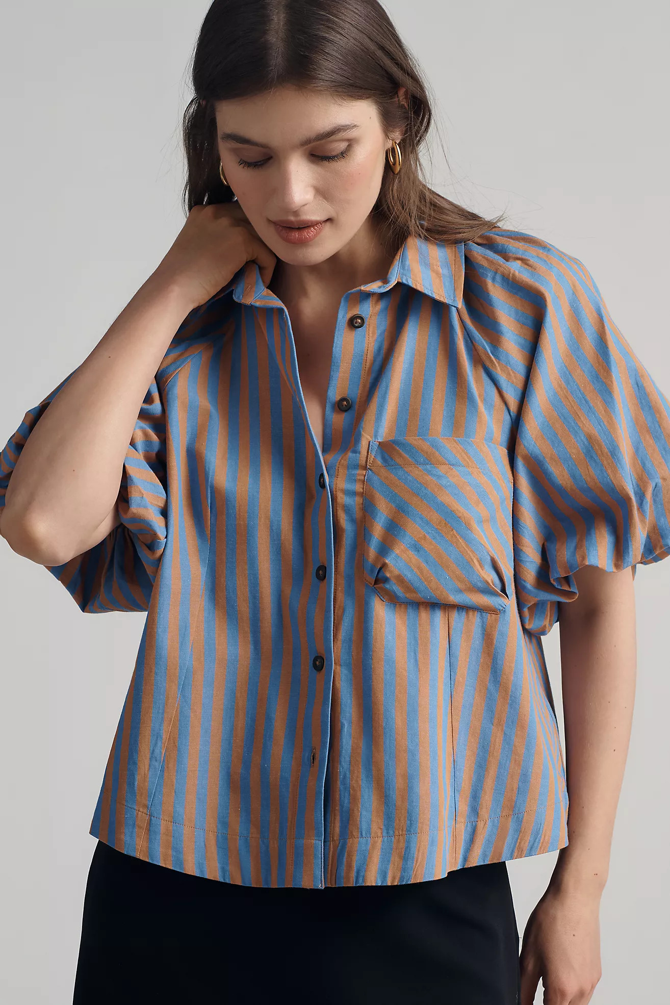 The Zooey Bubble-Sleeve Blouse by Maeve | Anthropologie (US)