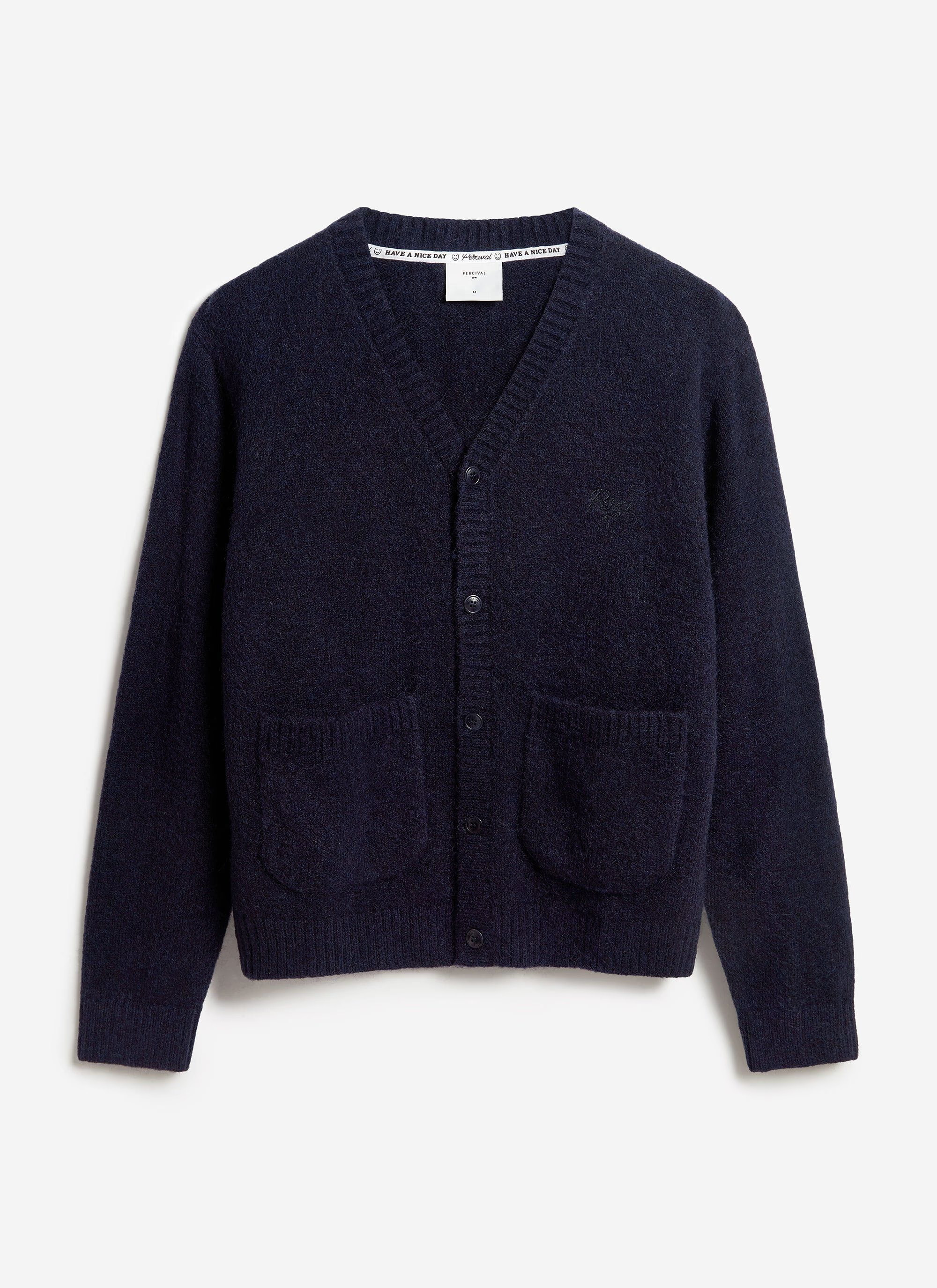 Men's Navy Mohair Cardigan | White Glove | Percival Menswear | Percival Menswear