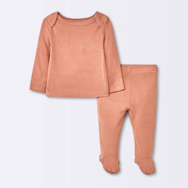 Baby 2pc Premium Modal Jumpsuit - Cloud Island™ Orange | Target